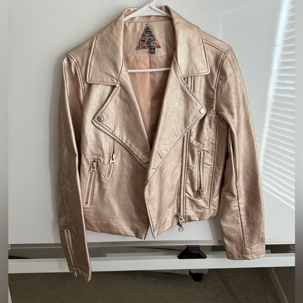 Metallic Gold Women's Biker Jacket